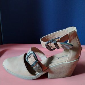 Tan Suede Bootie Chunky Heel